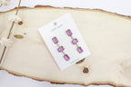 Purple Rectangular Crystal Dangle Earrings