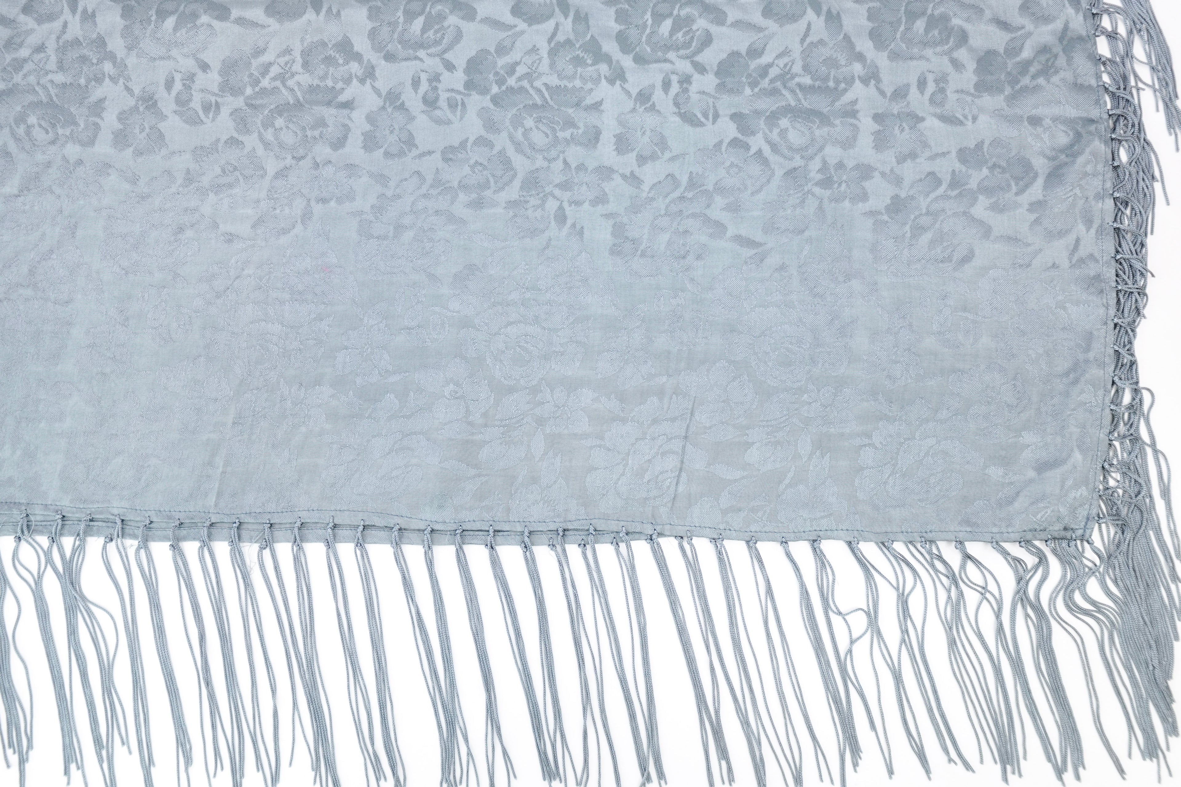 Storm Blue Tone On Tone Church Scarf with Fringe