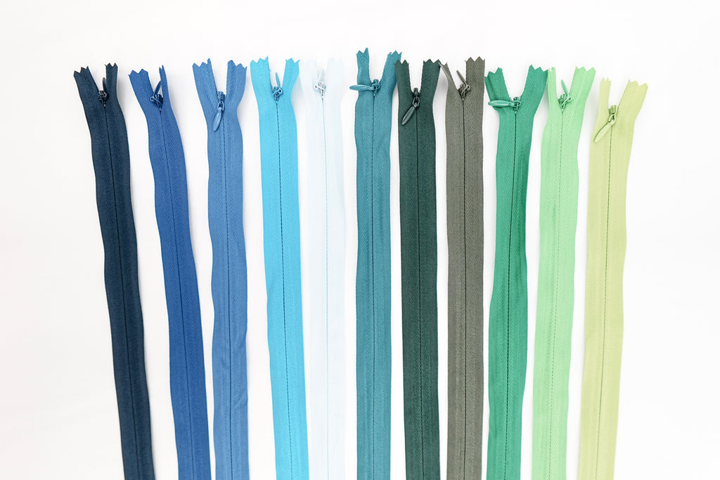 Invisible Zippers Blues & Greens