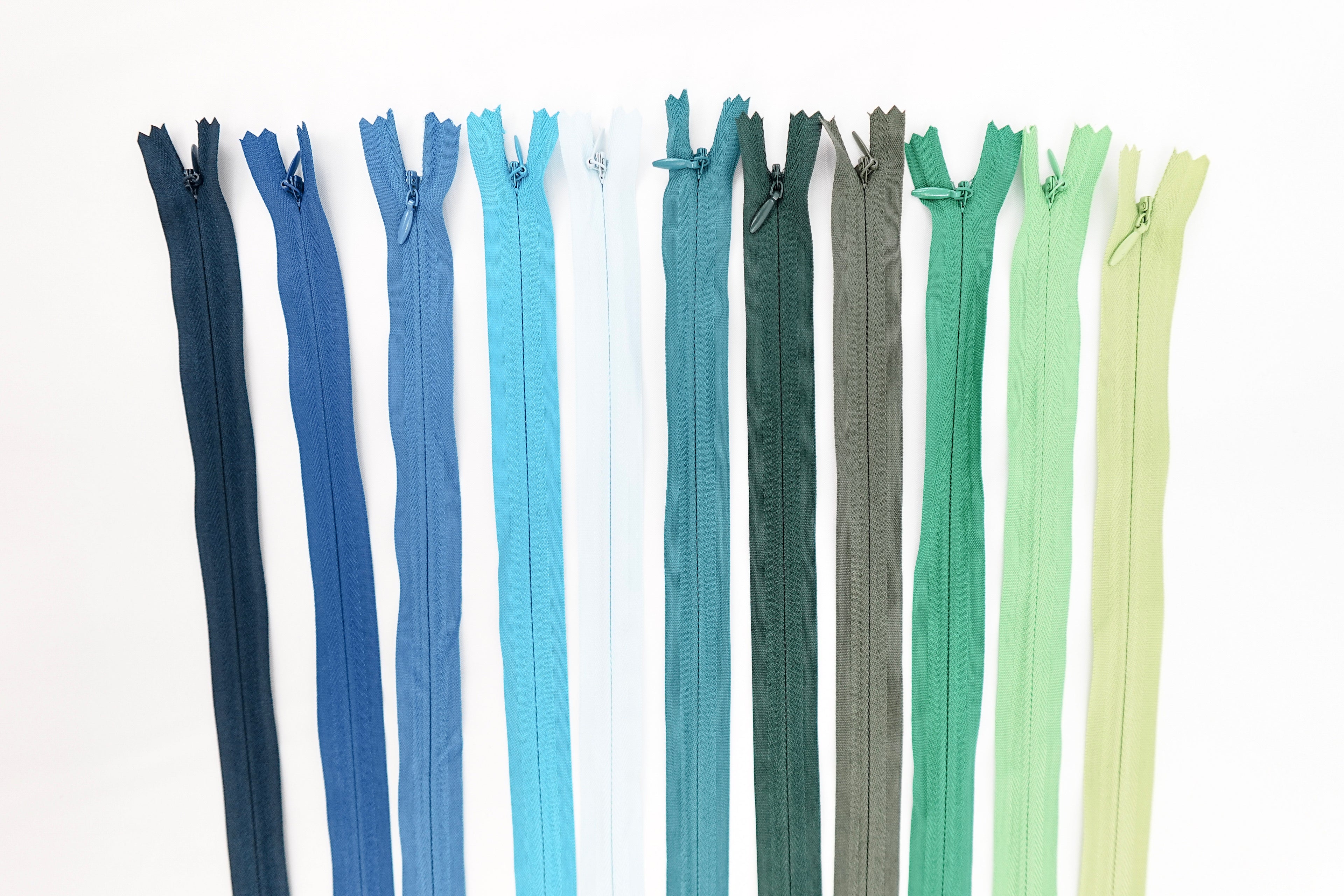 Invisible Zippers Blues & Greens