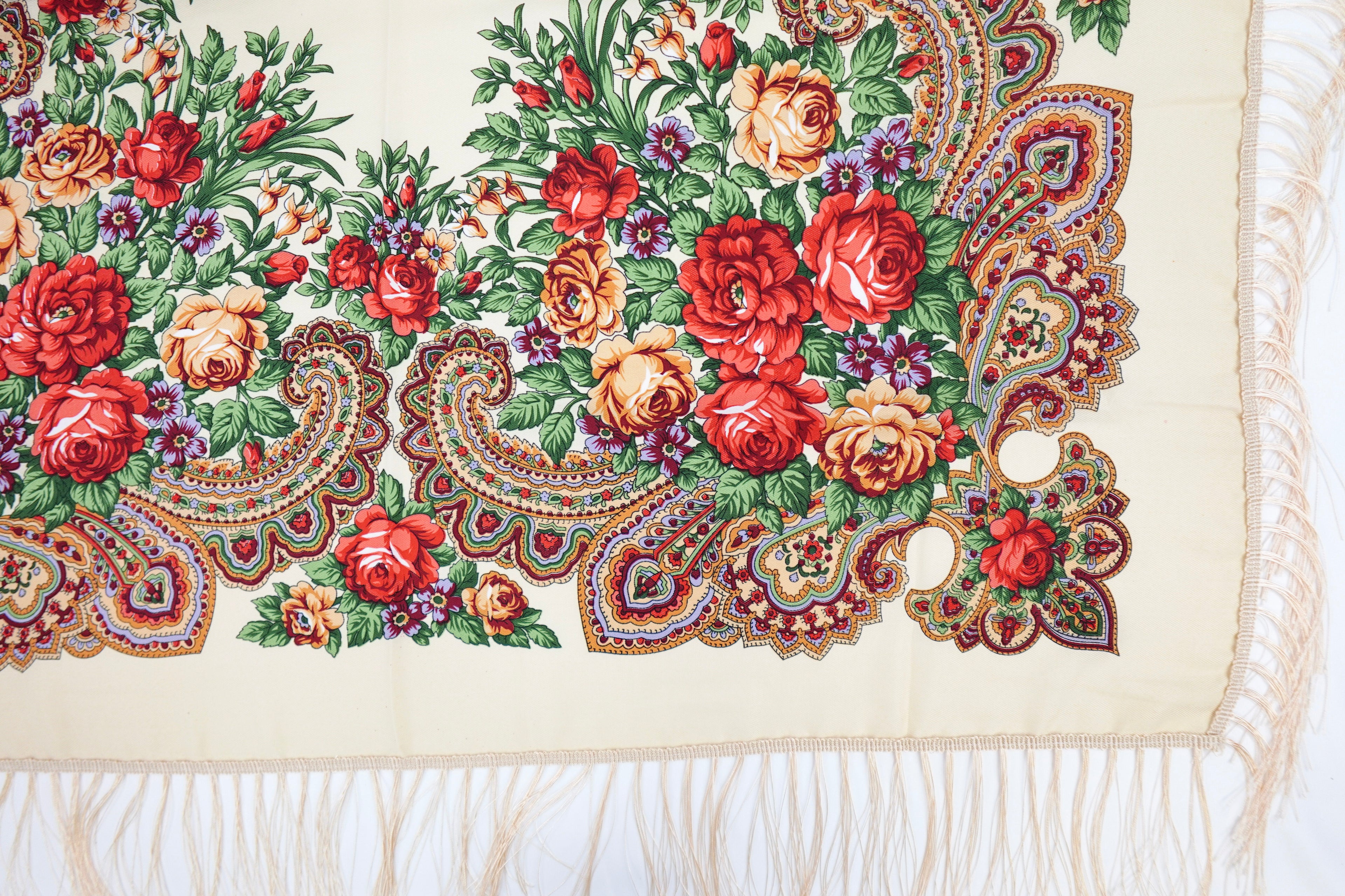 Cream Russia Style Church Scarf