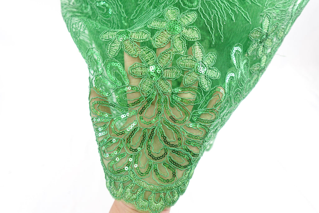 Kelly Green Sequin Bridal Lace