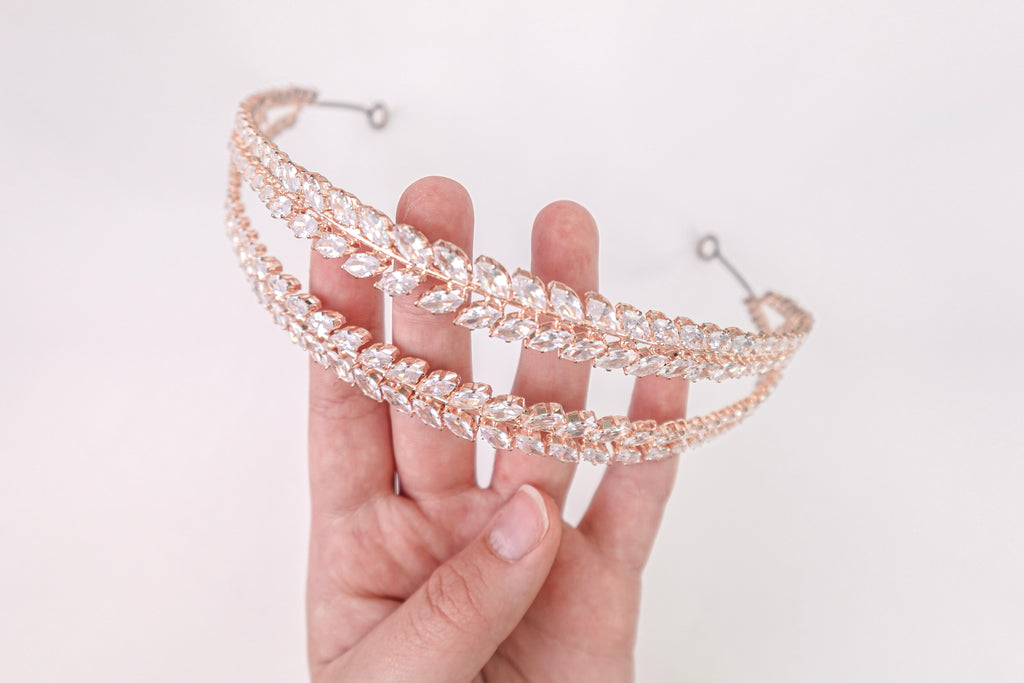 Cubic Zirconia Rose Gold Tie Headband
