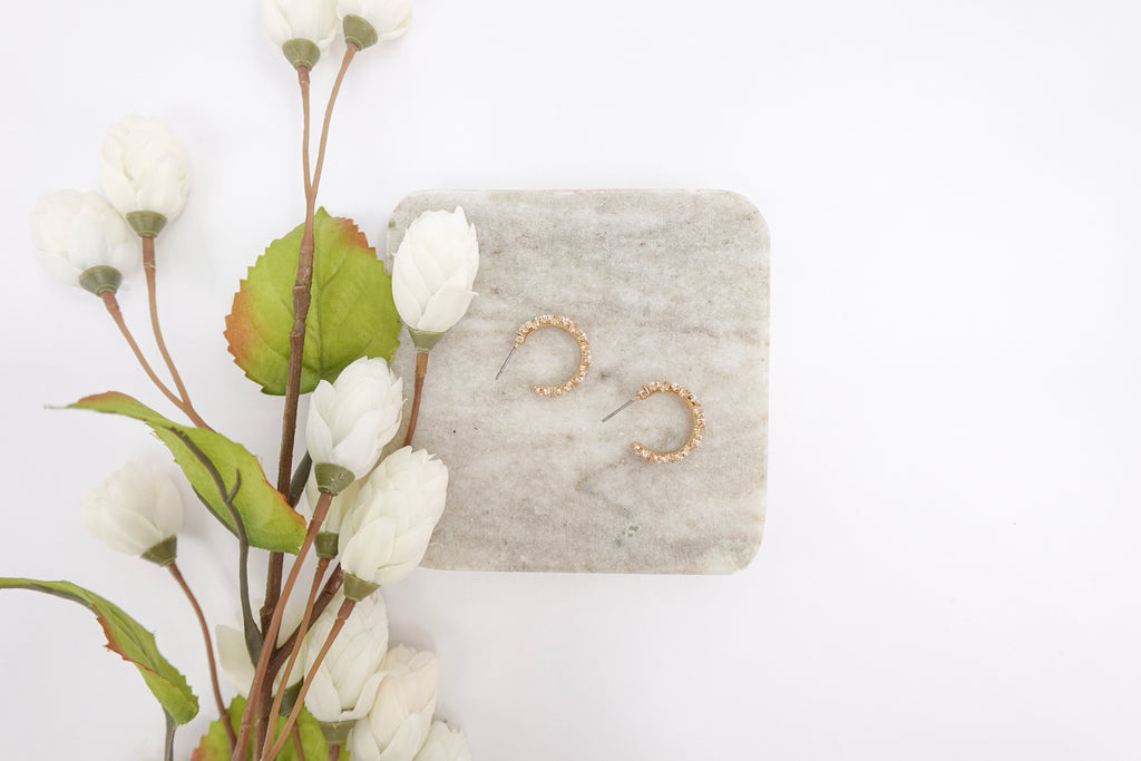 Gold-Toned Flowers & Pearls Small Hoop Earrings