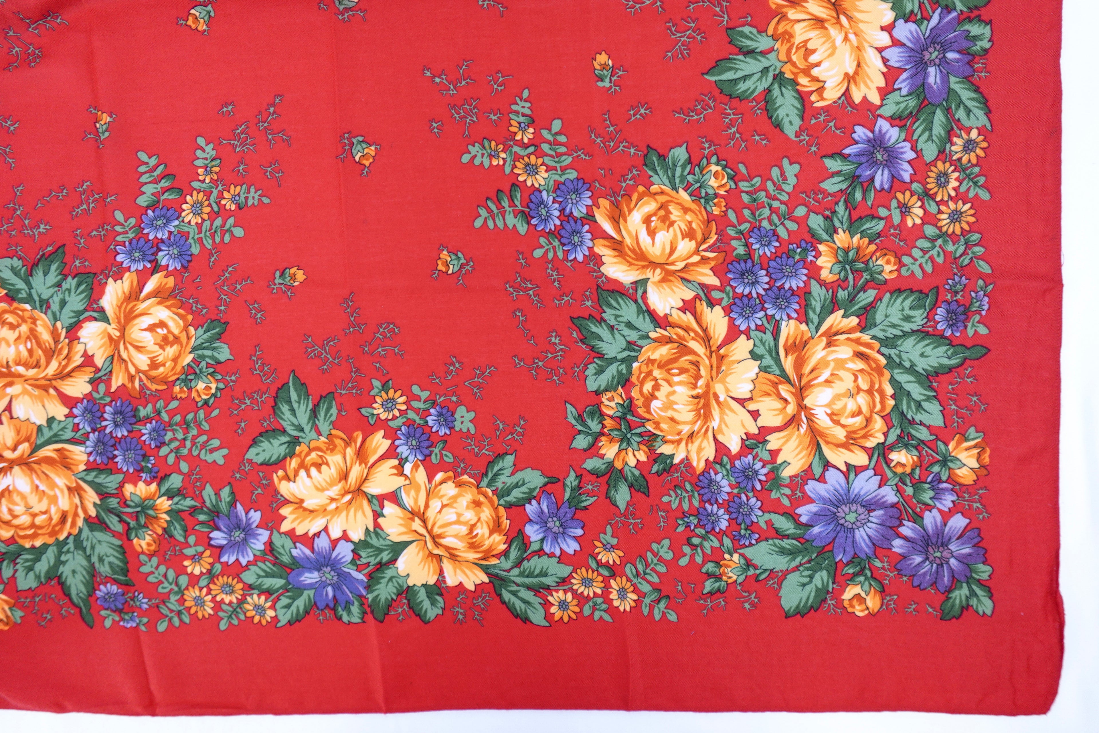 True Red Large Russia Style Church Scarf
