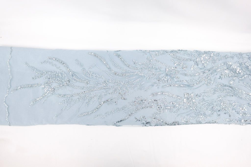 Muted Blue Glitter & Sequin Bridal Lace