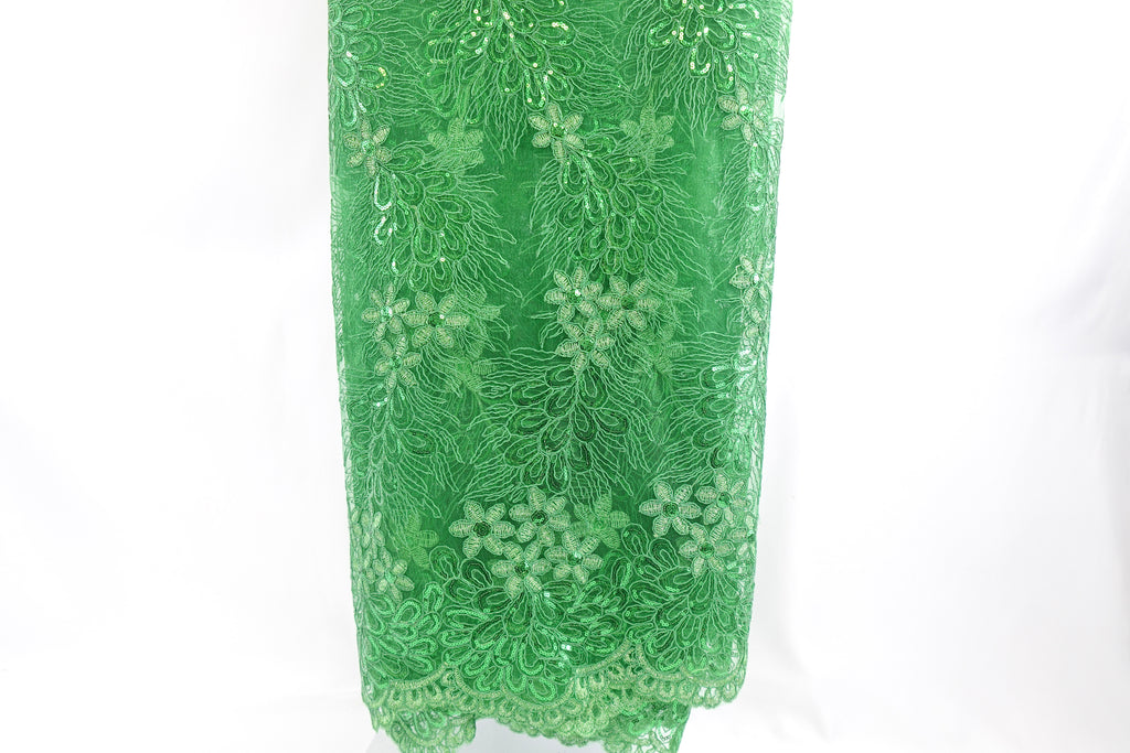 Kelly Green Sequin Bridal Lace