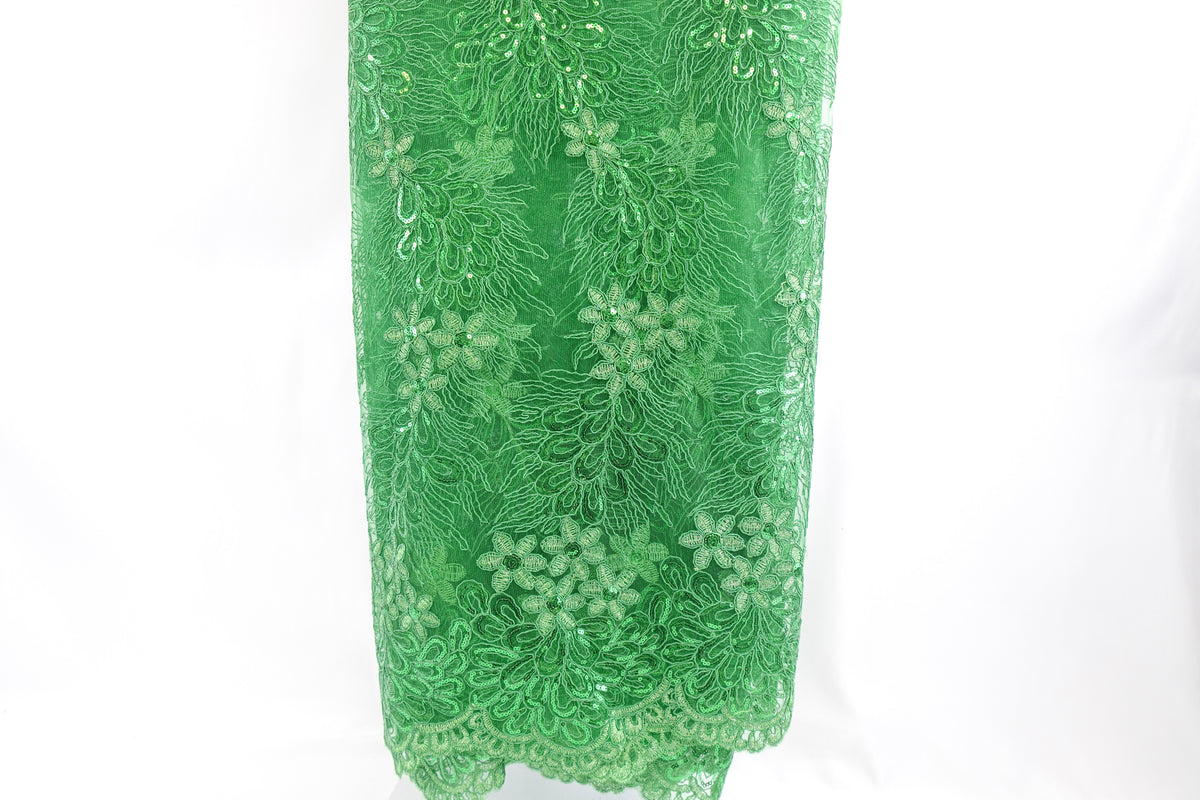 Kelly Green Sequin Bridal Lace
