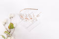Flowers & Diamond Leaves Gold Headband