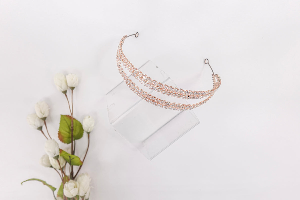 Cubic Zirconia Rose Gold Tie Headband