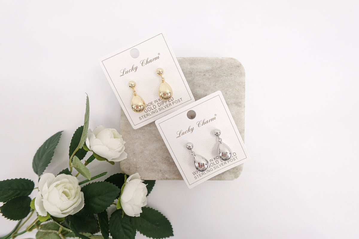 Gold Dipped Simple Teardrop Earrings