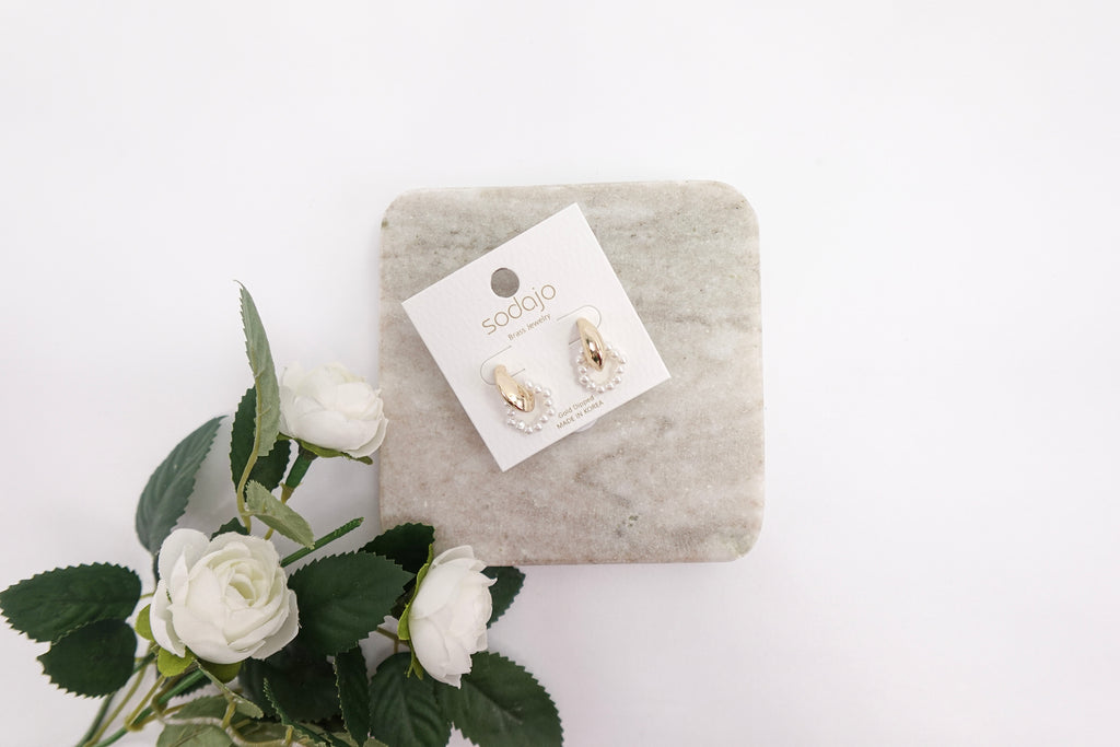 Gold Dipped Pearl Drop Earrings