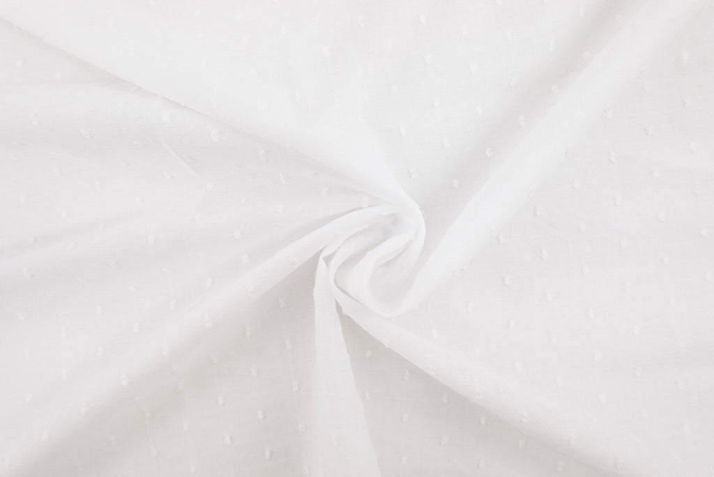 White 100% Cotton Swiss Dot
