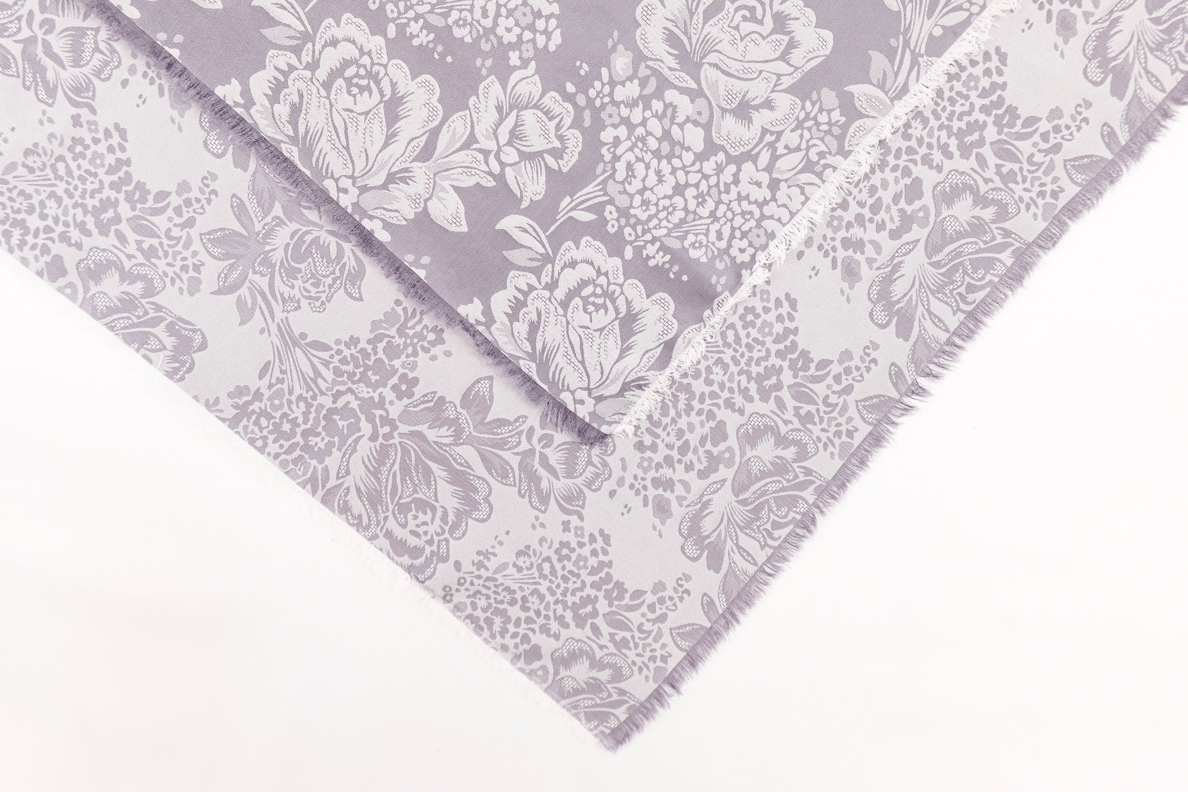 Lavender Haze Roses Design Two Tone Church Scarf with Frayed Edge