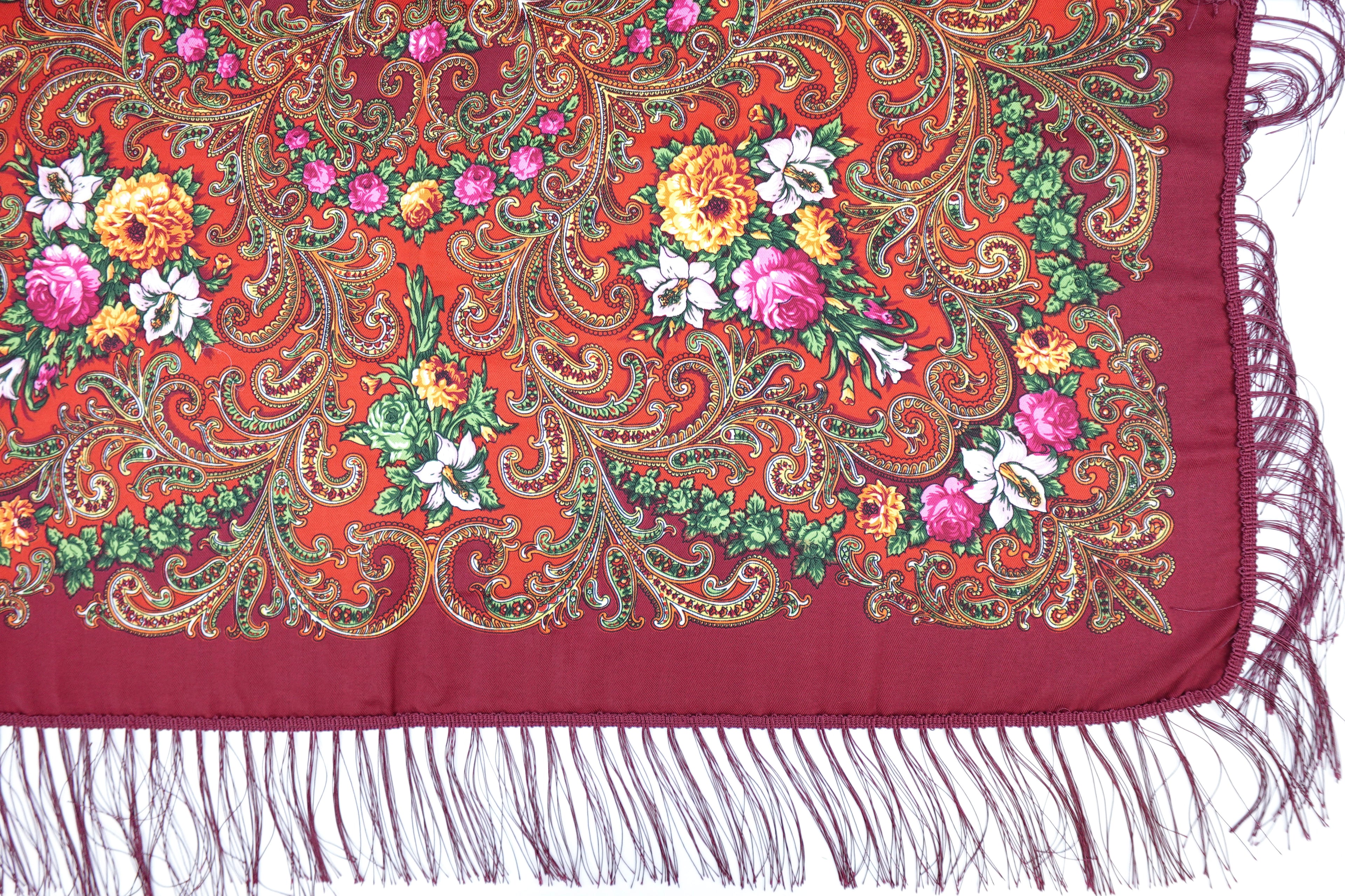 Cranberry Red Russia Style Church Scarf