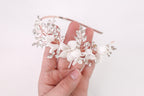 Flowers & Diamond Leaves Rose Gold Headband