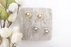 Cubic Zirconia and Pearls Small Hoop Earrings