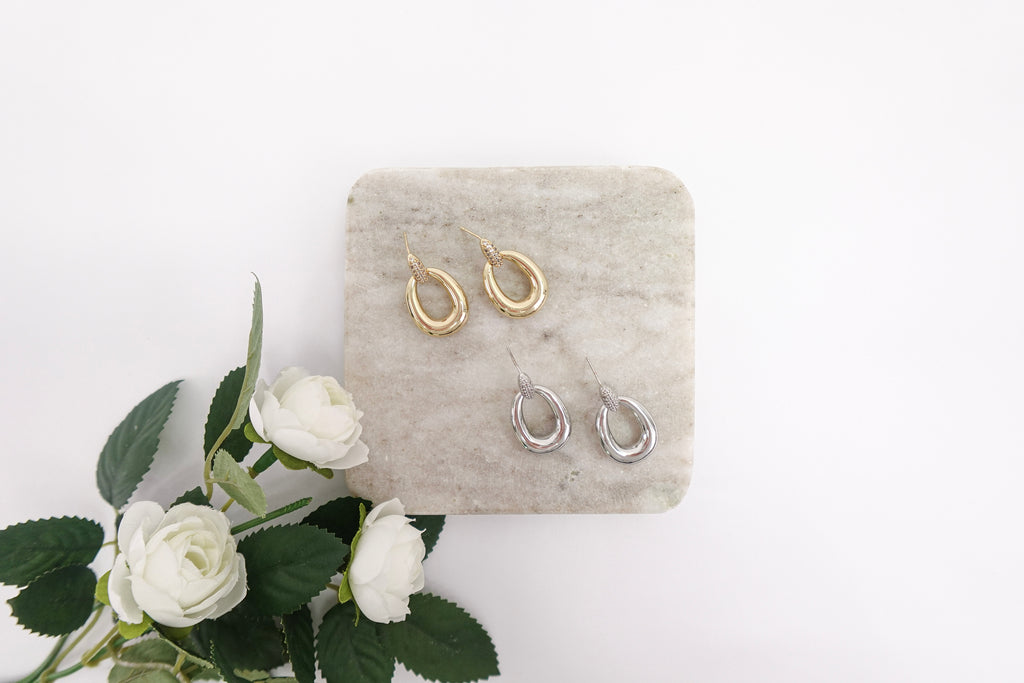 Gold Dipped Cubic Zirconia Teardrop Earrings