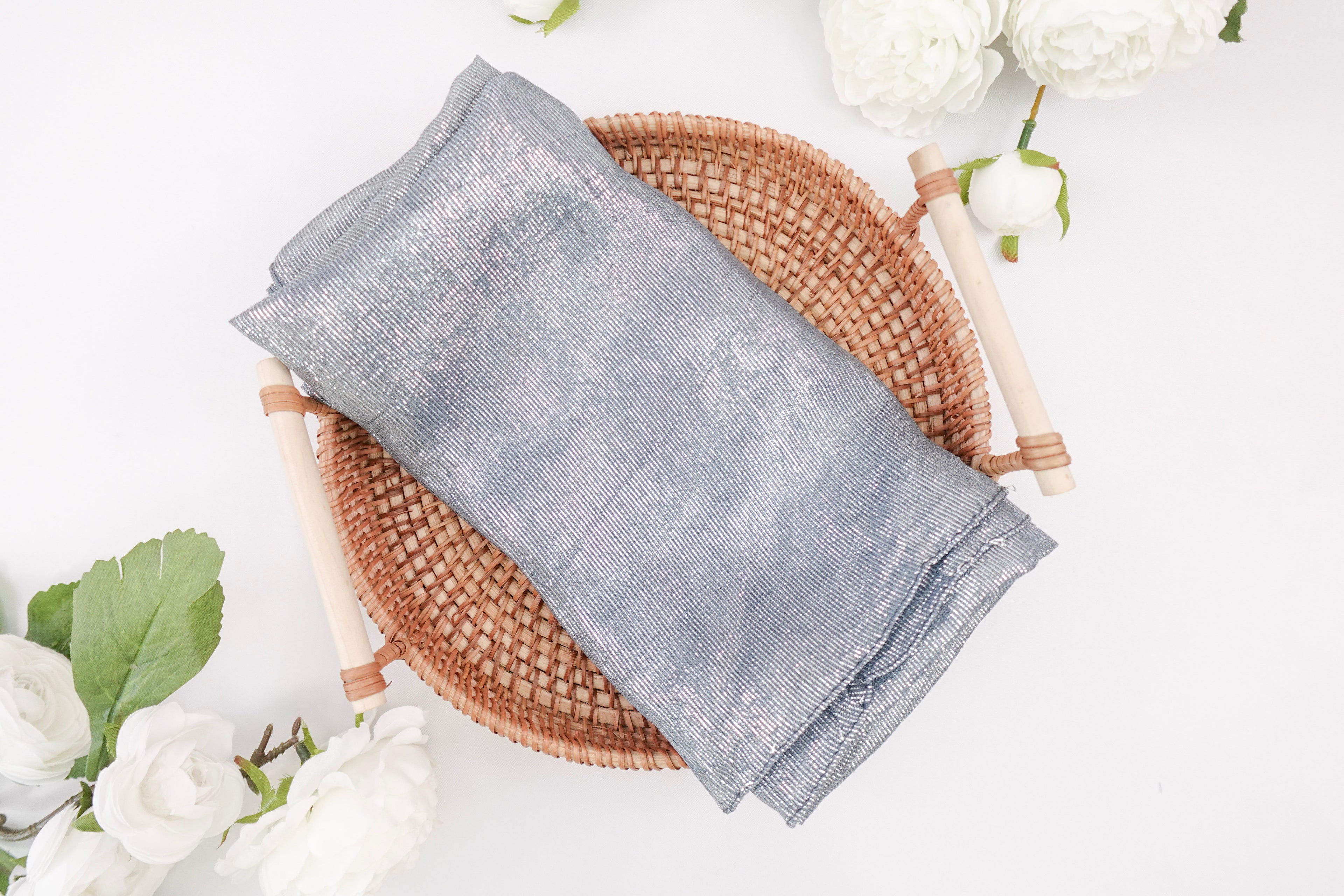 Storm Blue Square Scarf with Silver Details