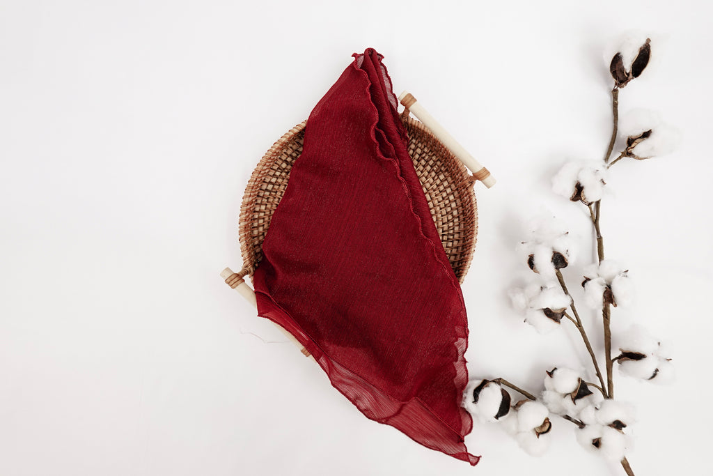 Cranberry Triangle Shimmer Scarf