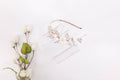 Flowers & Diamond Leaves Rose Gold Headband