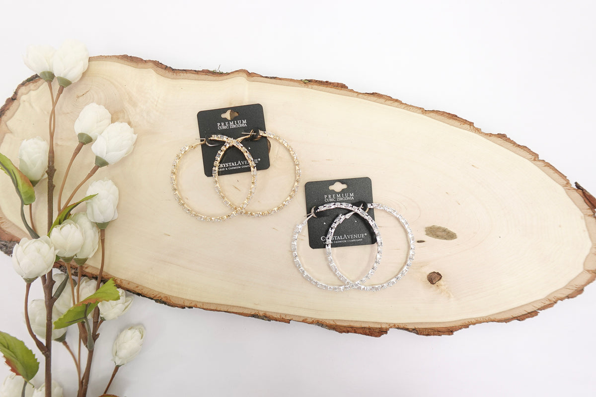 Cubic Zirconia Hoop Earrings