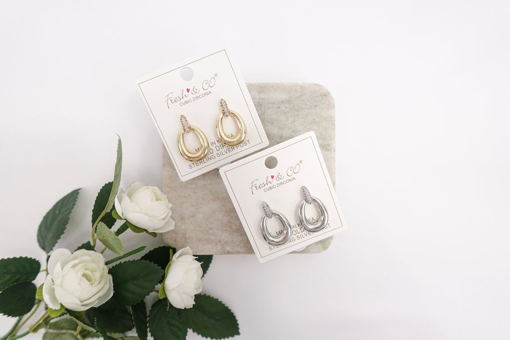 Gold Dipped Cubic Zirconia Teardrop Earrings