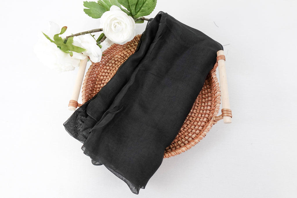 Black Solid Square Scarf