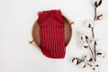 Cranberry Square Scarf with Gold Details