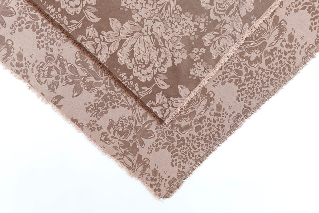 Brown Roses Design Two Tone Church Scarf with Frayed Edge