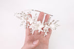 Flowers & Diamond Leaves Silver Headband