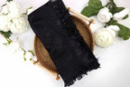 Black Metallic Church Scarf with Frayed Edge