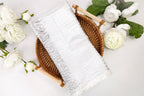 White and Silver Metallic Church Scarf with Frayed Edge