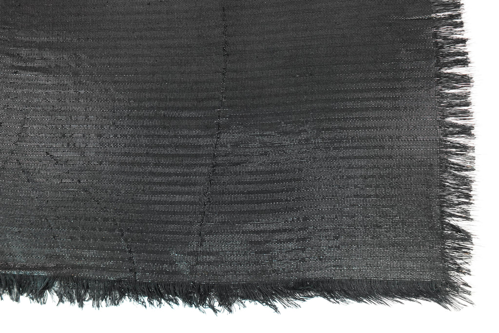 Black Metallic Church Scarf with Frayed Edge