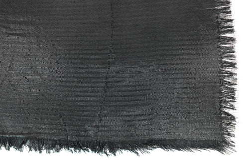 Black Metallic Church Scarf with Frayed Edge
