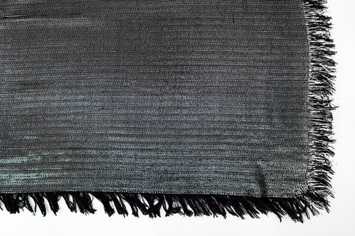 Black and Silver Metallic Church Scarf with Frayed Edge