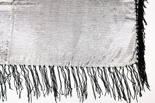 Black and Silver Metallic Church Scarf with Fringe