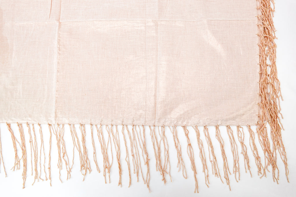 Apricot Metallic Church Scarf with Fringe