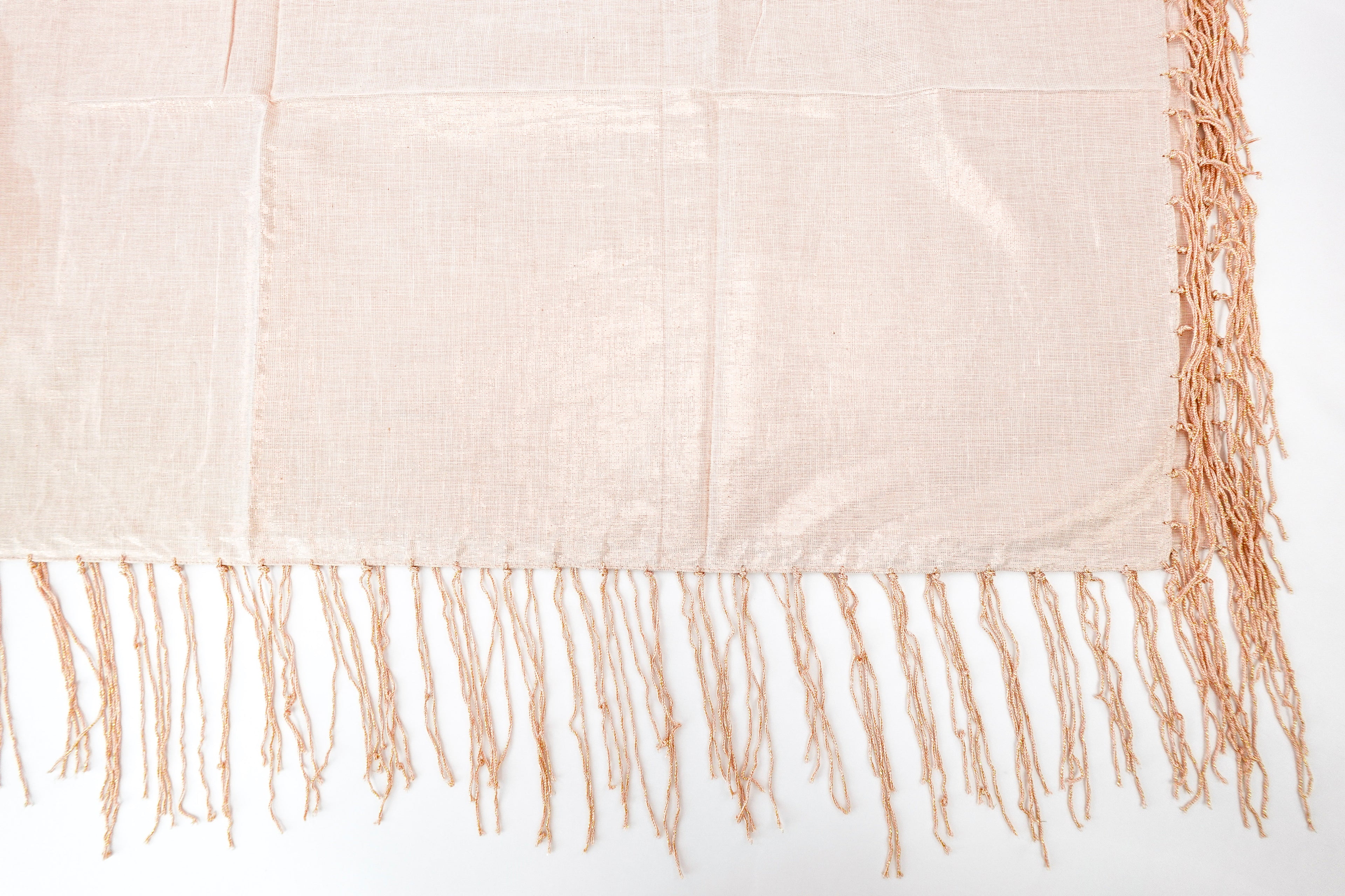 Apricot Metallic Church Scarf with Fringe