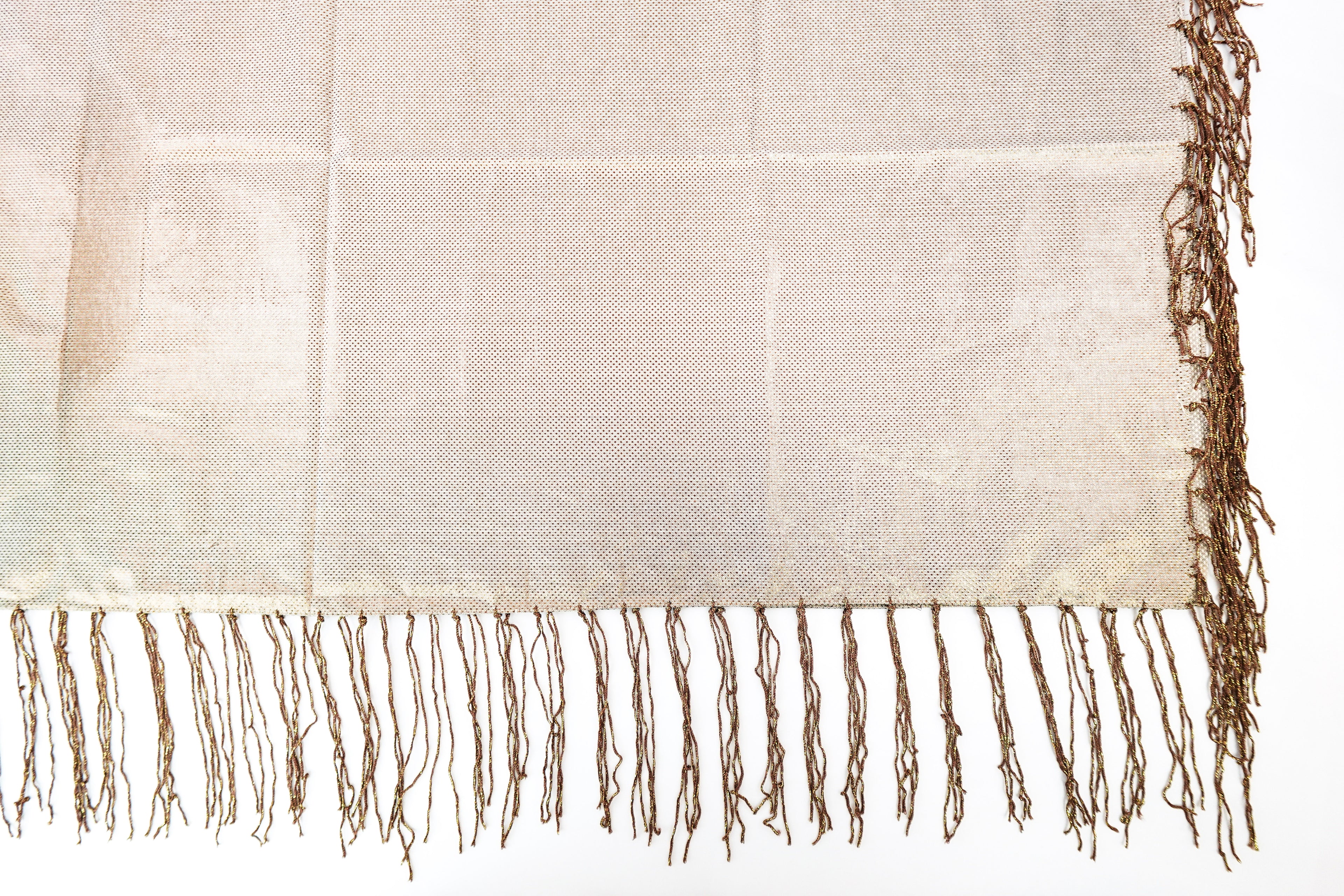 Brown and Gold Metallic Church Scarf with Fringe