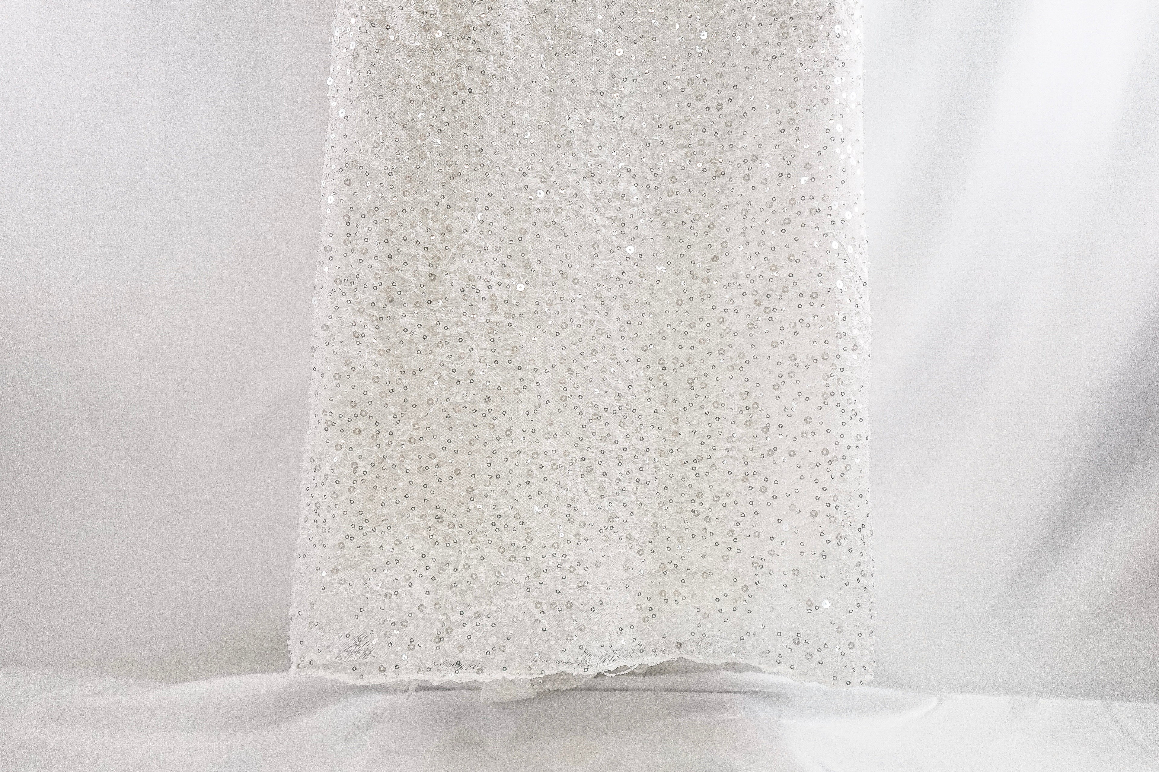 Off-White Chantilly Beaded Sequin Bridal Lace
