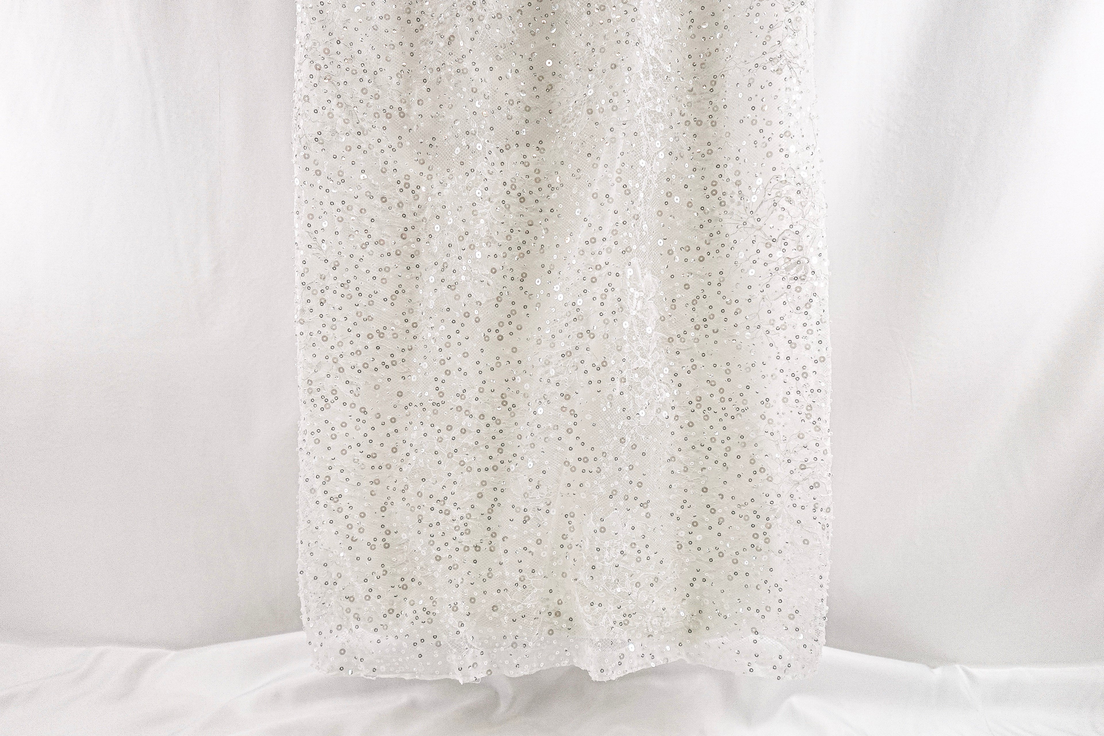 Off-White Chantilly Beaded Sequin Bridal Lace