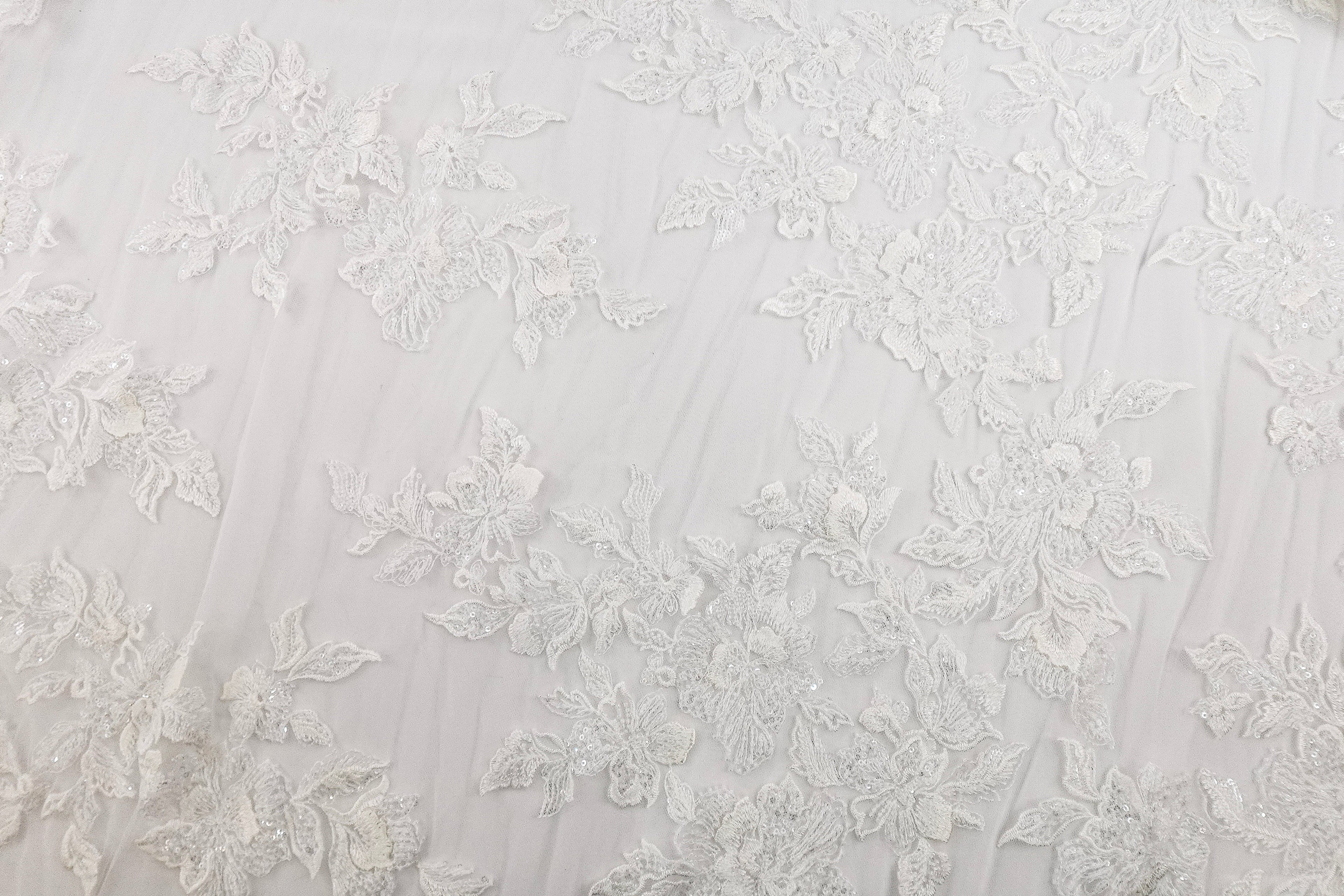 Off-White Sequin Bridal Lace