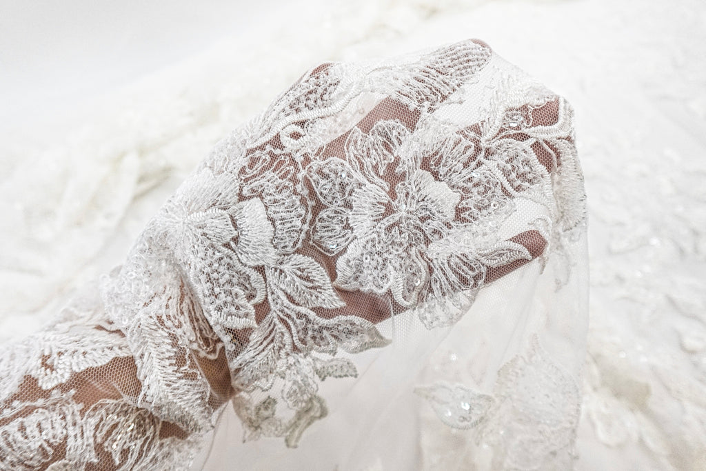 Off-White Sequin Bridal Lace