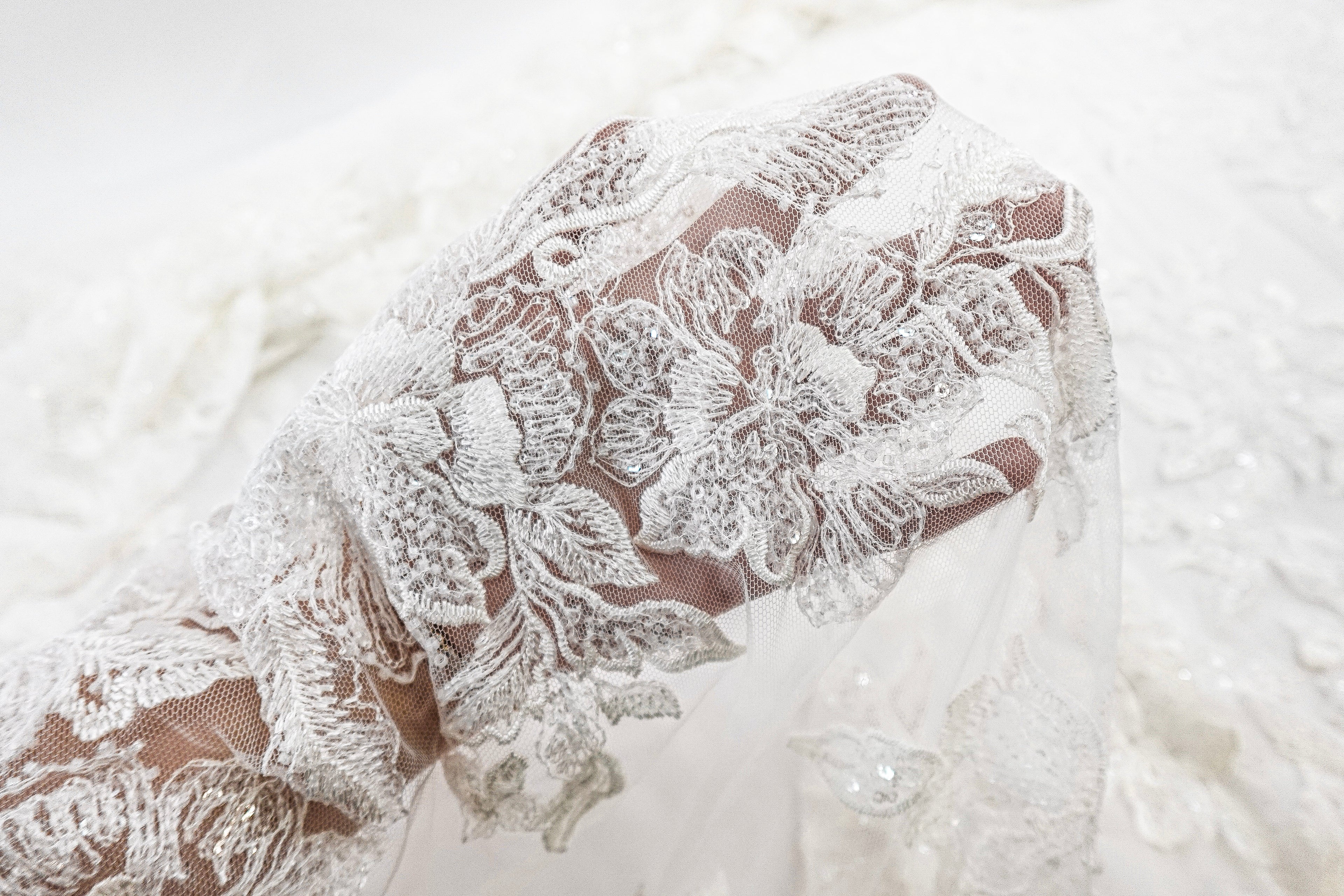 Off-White Sequin Bridal Lace