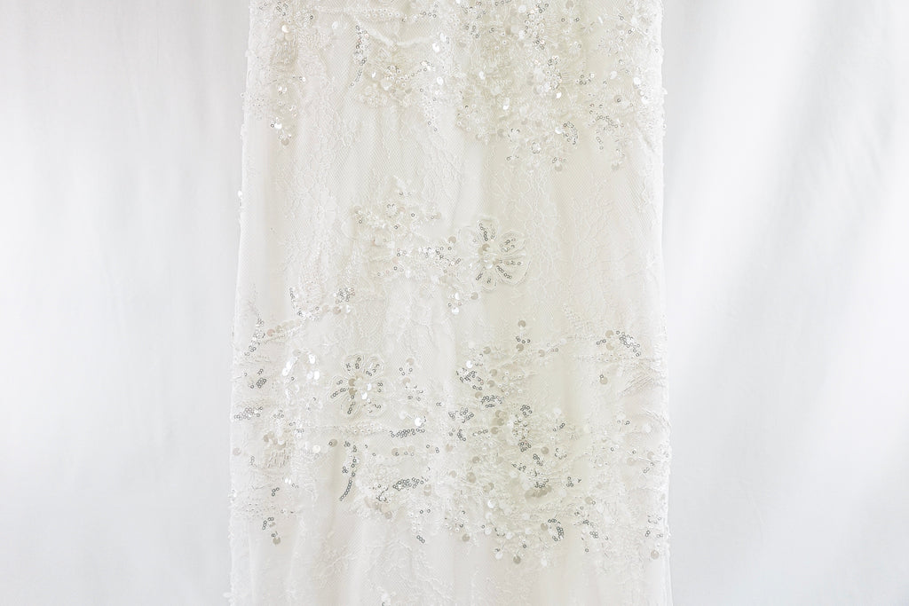 Off-White Beaded Sequin Bridal Lace