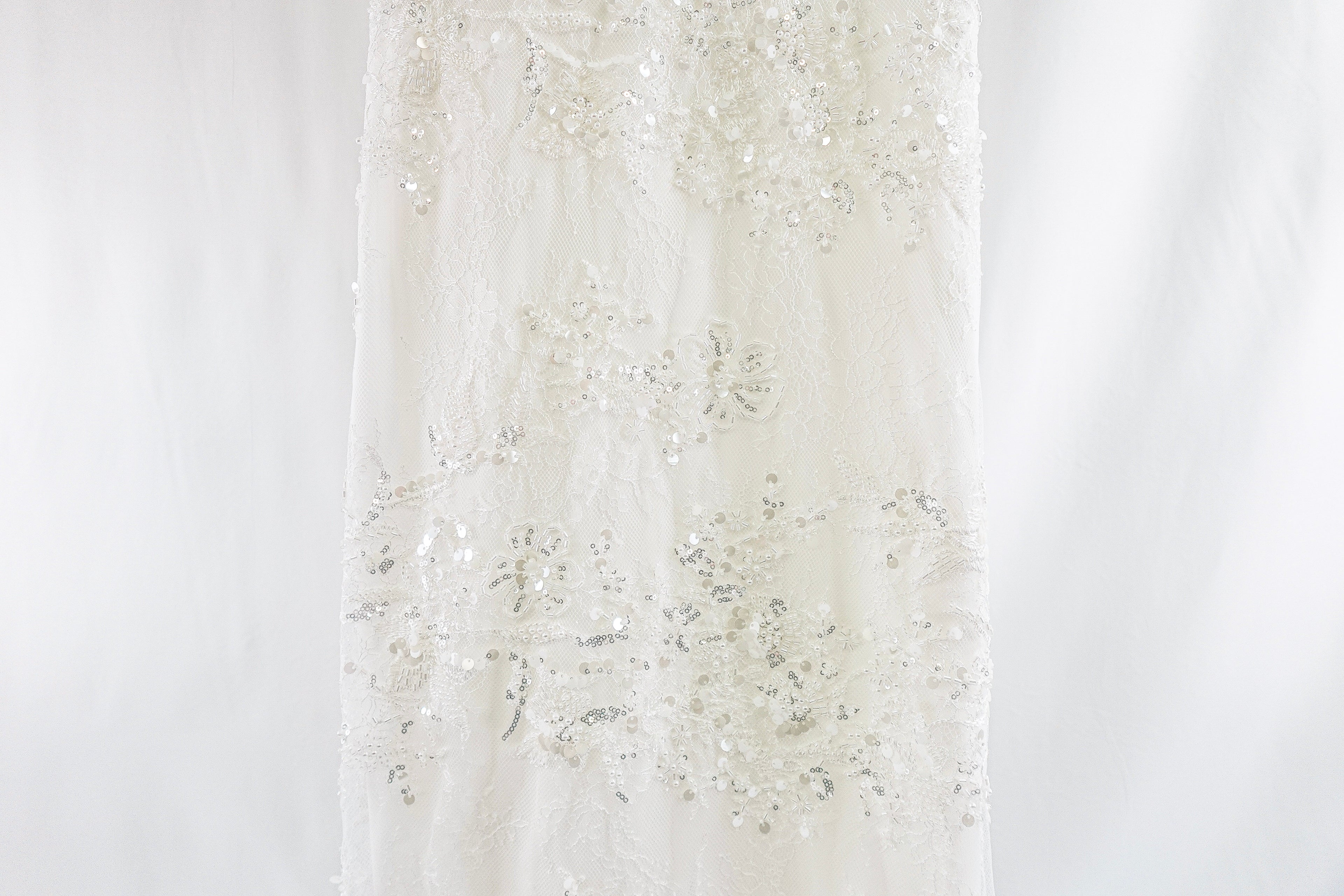 Off-White Beaded Sequin Bridal Lace
