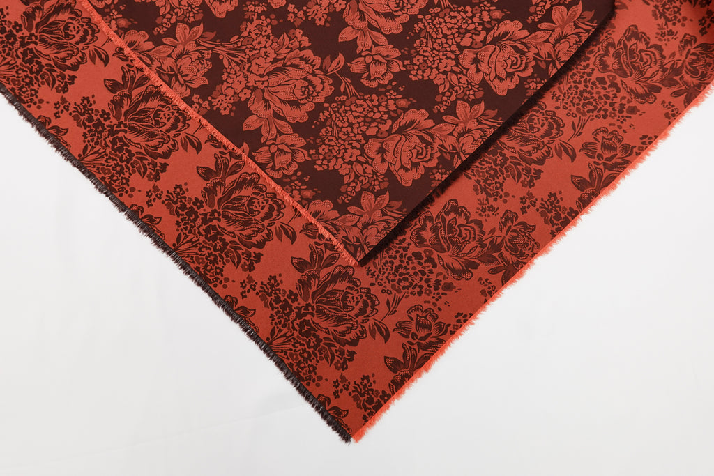 Auburn Roses Design Two Tone Church Scarf with Frayed Edge