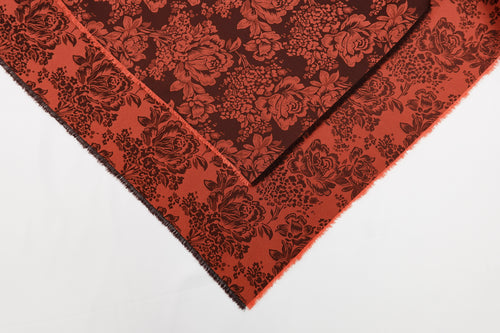 Auburn Roses Design Two Tone Church Scarf with Frayed Edge