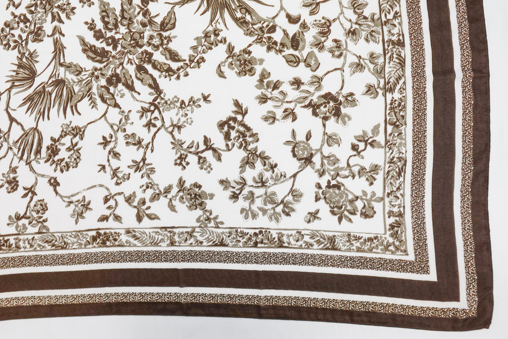 Chocolate Brown Soft Printed Church Scarf
